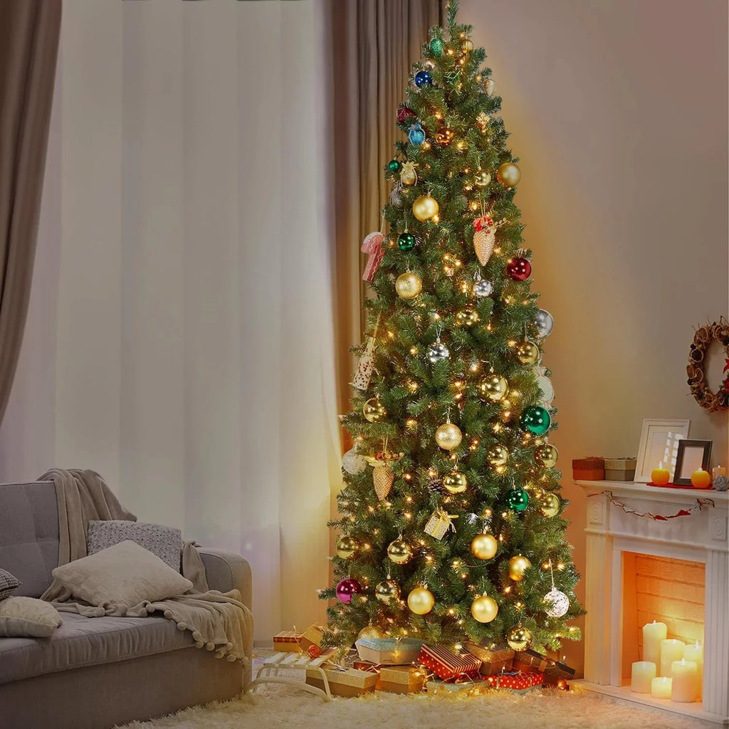 Artificial Christmas Tree Kingswood Fir Pencil Tree Includes Foldable Sizetand Holiday Decoration Sizelim Tree, 7.5Ft Green