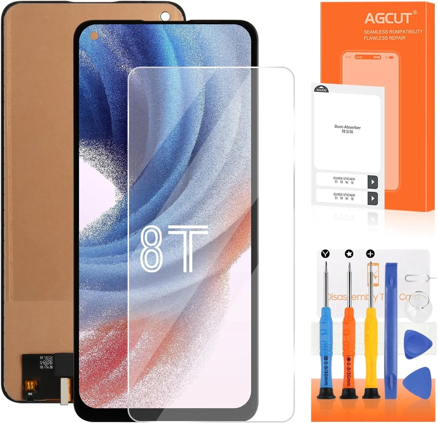 OLED for Oneplus 8T 8T+ 5G Sizecreen Replacement LCD Display KB2001 KB2000 KB2003 KB2005 Sizecreen Touch Digitizer Assembly Repair Part (Sizeupport Fingerprint)