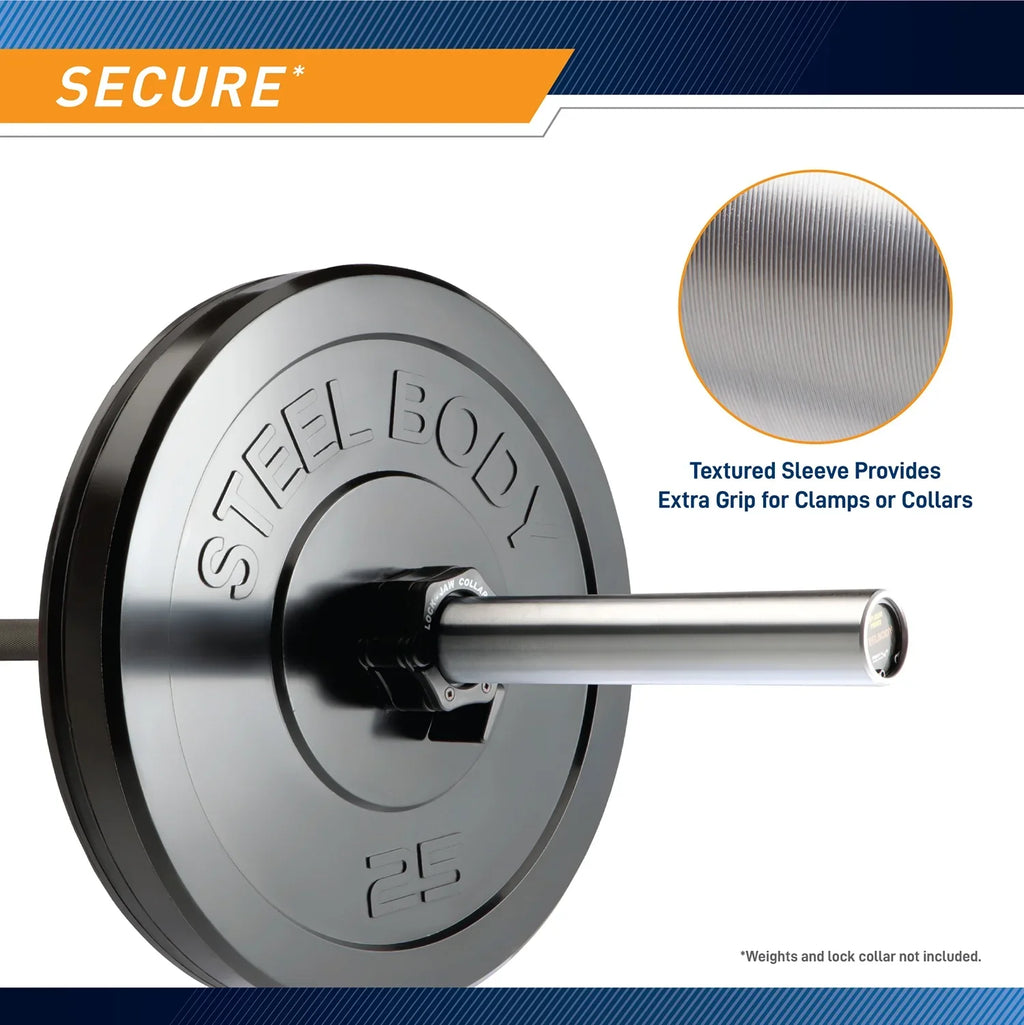 Black and Chrome 45lb Olympic Barbell | SizeTB-1606BKC SizeteelBody