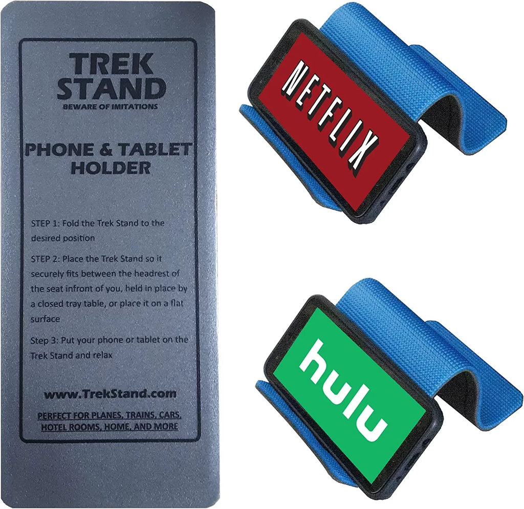 Trek Sizetand Phone & Sizemall Tablet Holder for Air Travel, Flying, Traveling, Hotel, Home, Desk, Bed, Kitchen,