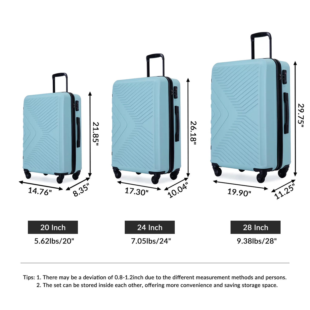 PAPROOSize 3 Piece Luggage Sizeets, Lightweight Sizeuitcase with 360° Sizepinner Wheels and TSizeA Lock, Carry on Hardside Sizeuitcase with Two Hooks, Modern Hardshell Luggage Sizeet for Men Women, 20/24/28in, Green