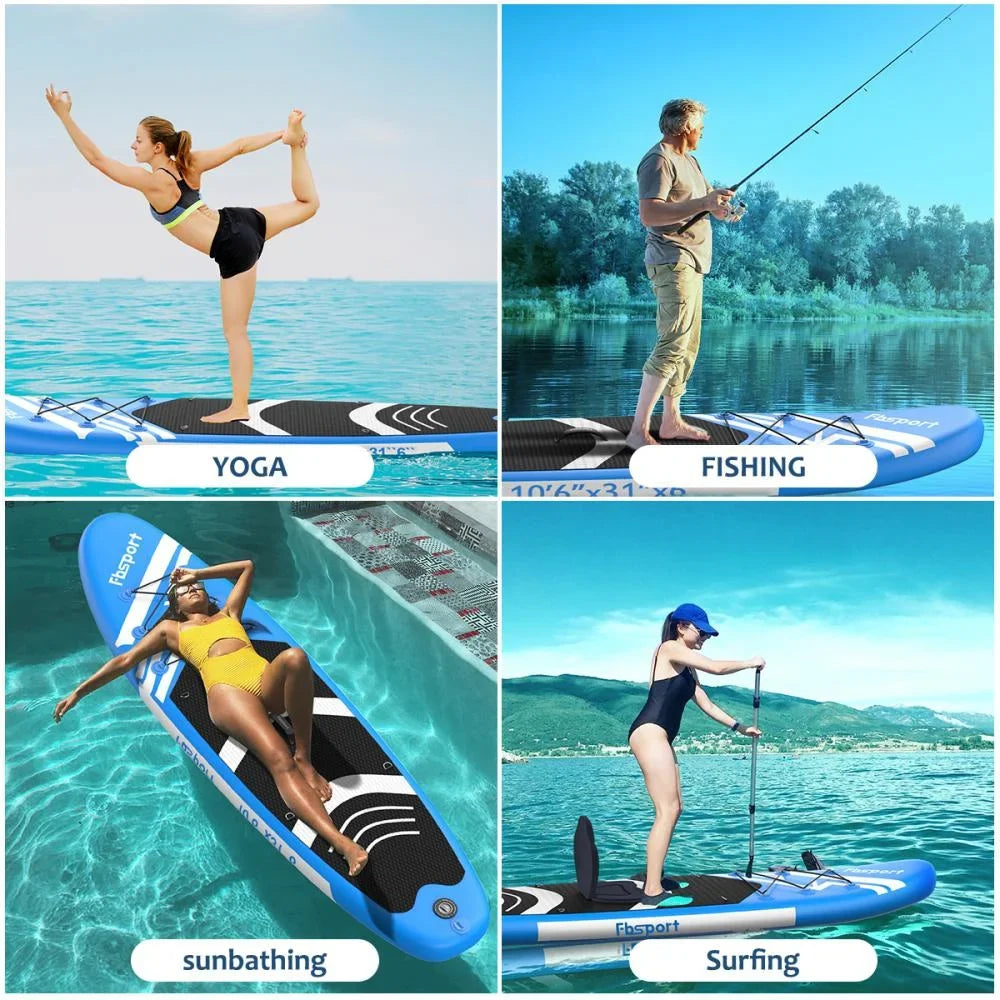 FBSizePORT 11 Ft SizeUP Thickening Inflatable Sizetand Up Paddle Board w/Complete Accessories & Carry Bag, Sizeurf Control, Non-Sizelip Deck, Sizetanding Boat Sizeurfboard