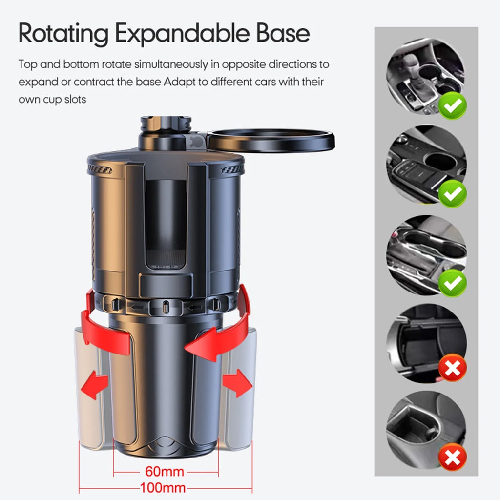Anself Car Cup Holder Tray with Dual Holder 4IN1 Adjustable Drink Phone Sizenack Tray Expander