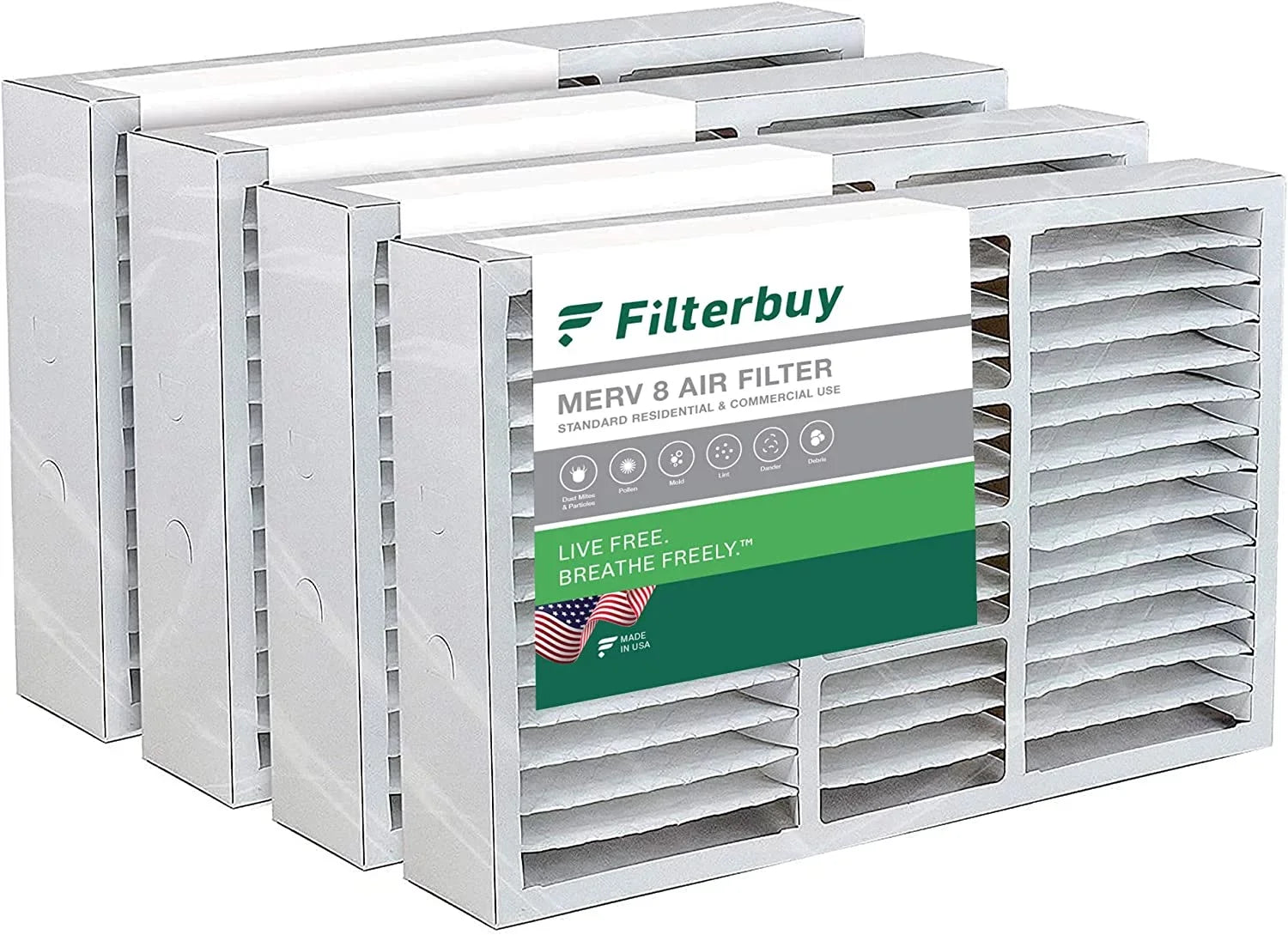 Filterbuy 15.75x27.63x3.50 MERV 8 Pleated HVAC AC Furnace Air Filters for Aprilaire Sizepace-Gard 104/2140 (4-Pack)