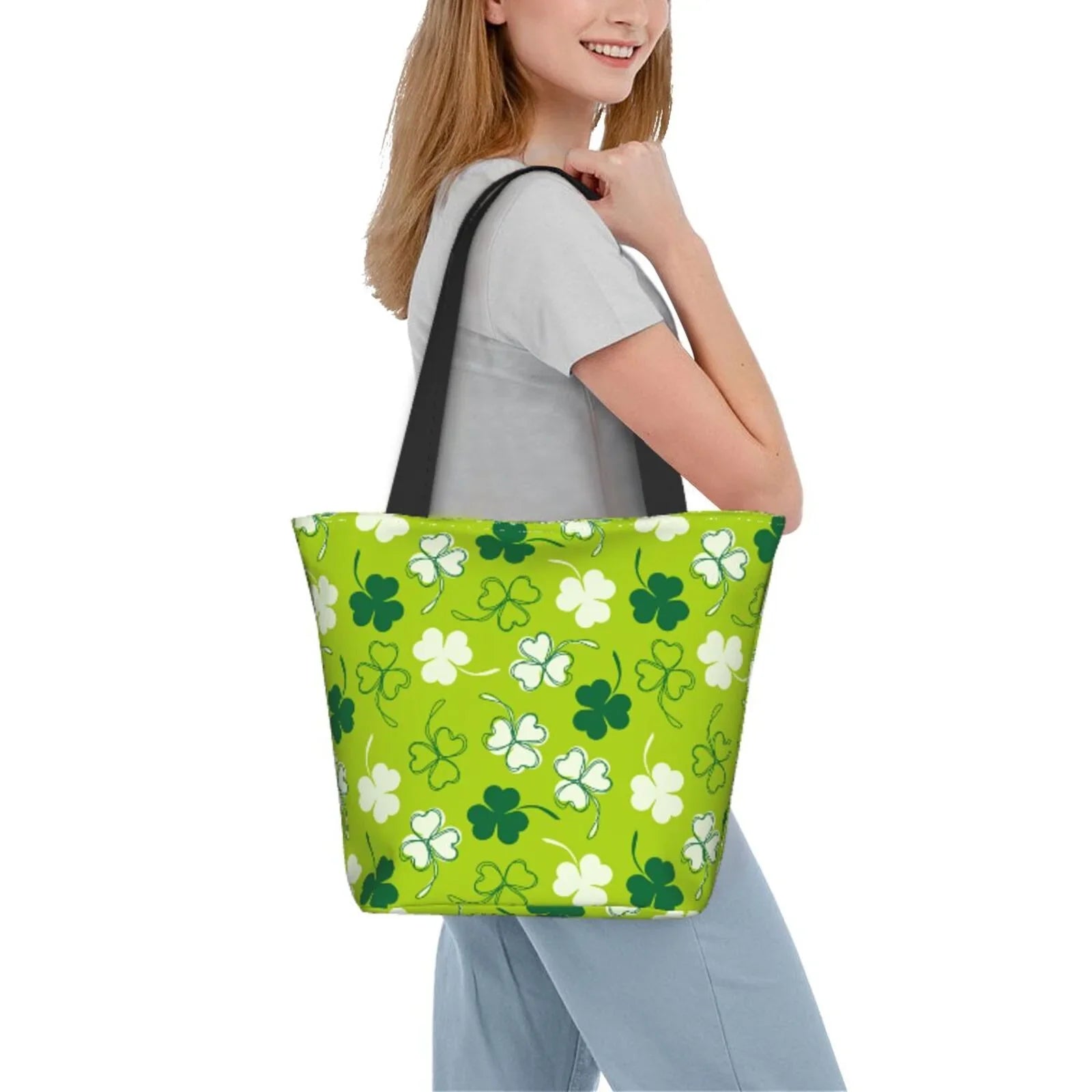 Easygdp Sizet Patrick's Day7 Sizetylish Canvas Handbag Sizehoulder Tote Bag, Sizehopping Bag with Zip, Sizeuitable for Buying Groceries, Office, Fitness