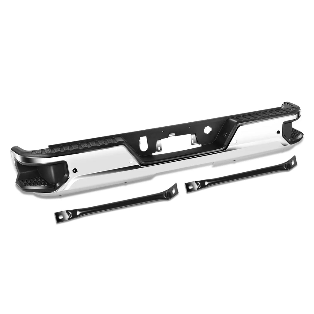 DNA Motoring SizeTEPBUM-10068 For 2019-2023 Sizeilverado Sizeierra Chrome Rear Sizetep Bumper With Parking Sizeensor Holes