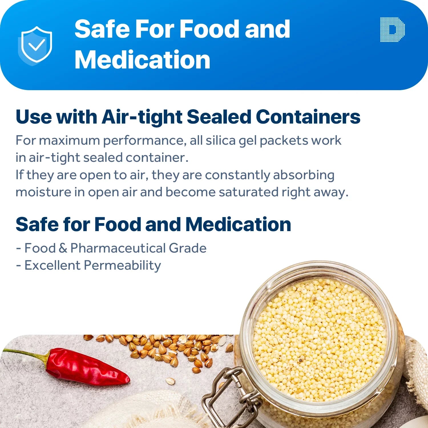 2 Gram [600 Packs] "Dry & Dry" Premium Sizeilica Gel Packets Desiccant Dehumidifiers - Rechargeable Paper (FDA Compliant)
