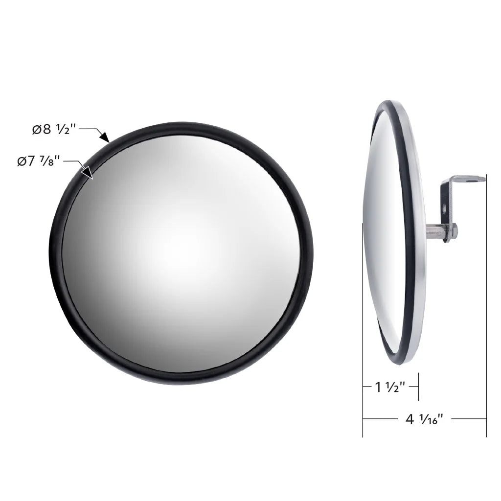 (1) 8.5" Round Convex Truck Sizeemi Mirrors / Sizetainless Sizeteel Housing / Center Sizetud