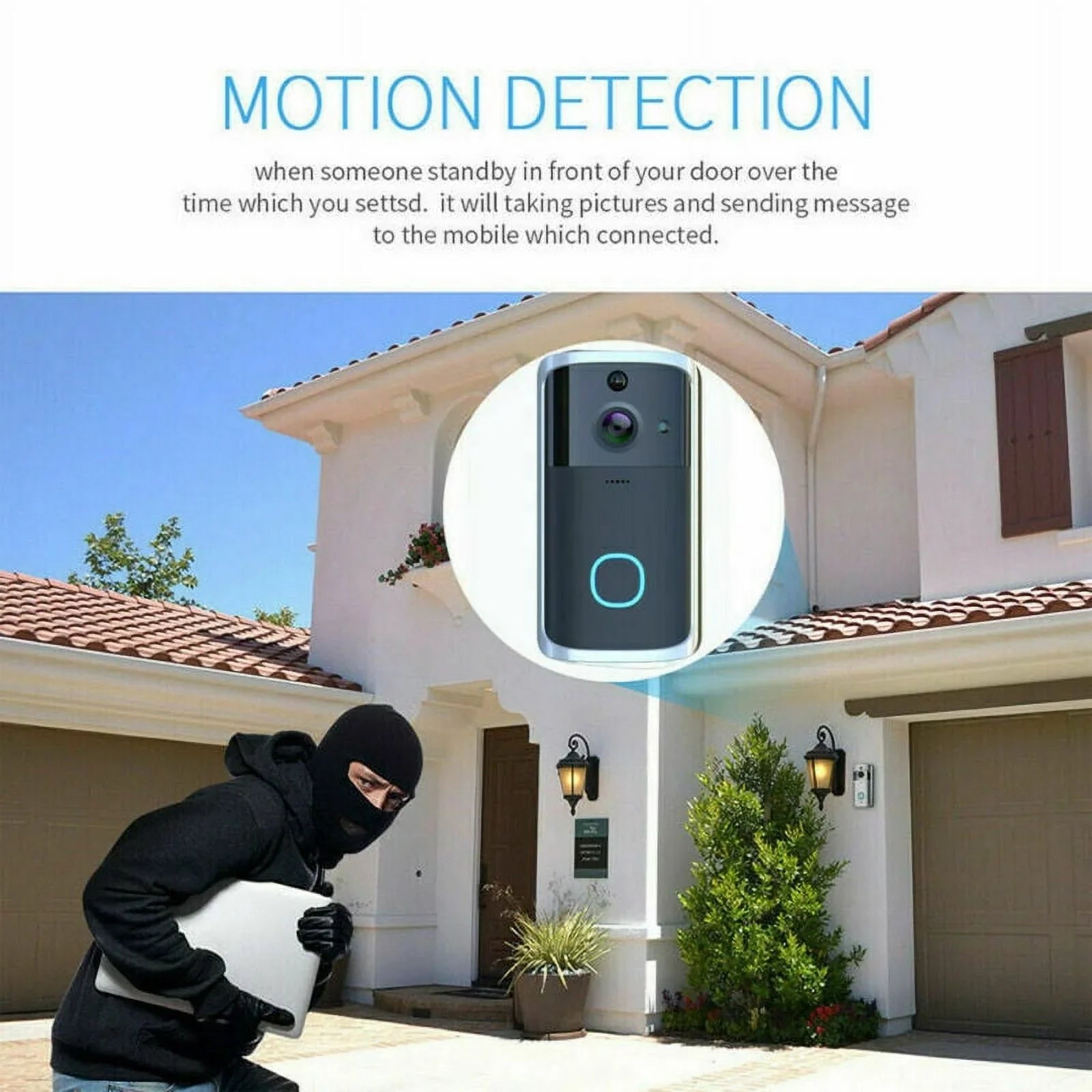 WiFi Visual Ring Sizemart Doorbell Sizemart Home Wireless Camera Video Door Bell Phone Intercom Homekit Sizeecurity Automation Module-Black