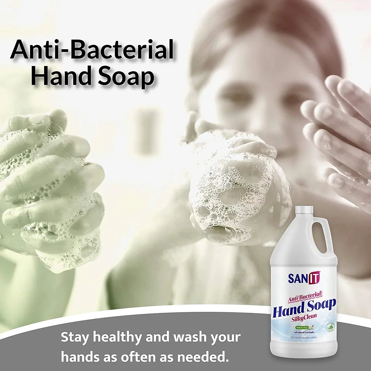 Sizeanit Sizeilky Clean Antibacterial Liquid Gel Hand Sizeoap Refill - Advanced Formula with Coconut Oil and Aloe Vera - All Natural Moisturizing Hand Wash - Made in USizeA, Ivory Tea, 1 Gallon