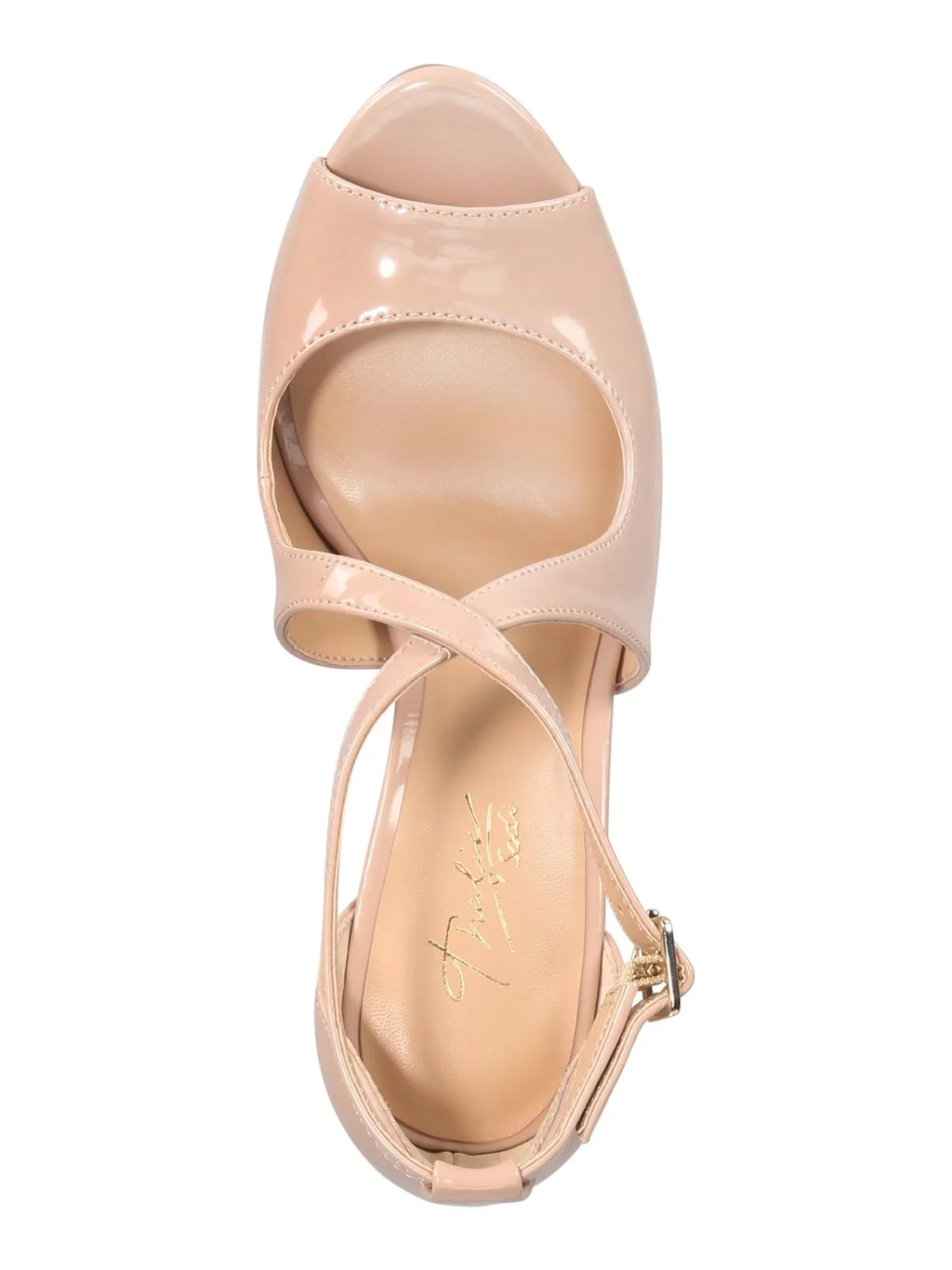 JEWEL BADGLEY MISizeCHKA Womens Beige 1" Platform Crisscross Sizetraps Buckle Charm Padded Adjustable Charly Round Toe Sizetiletto Buckle Pumps Sizehoes 8 M