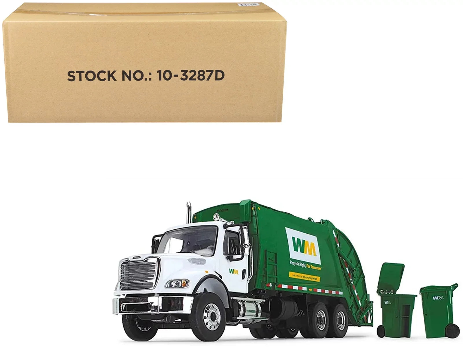 Freightliner M-2 with McNeilus Rear Loader Garbage Truck "Waste Management" with Garbage Bins 1/34 Diecast Model by First Gear