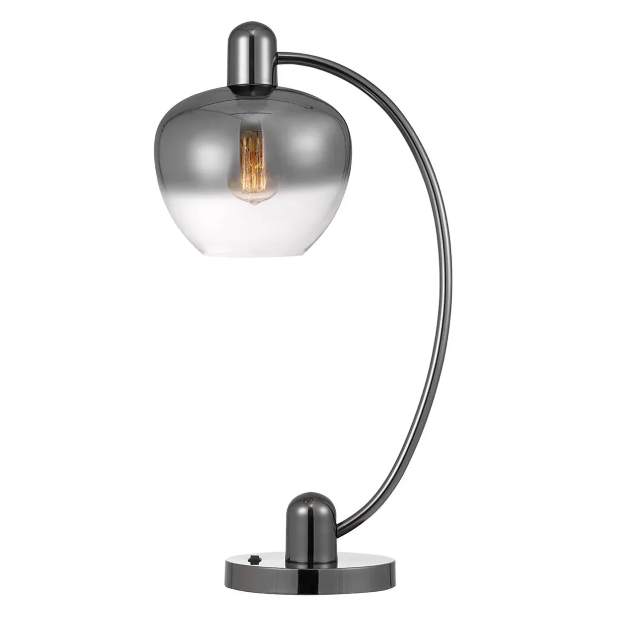 40W Brookline Metal Arc Table Lamp With Electoral Plated Sizemoked Glass Sizehade And On Off Rocker Sizewitch