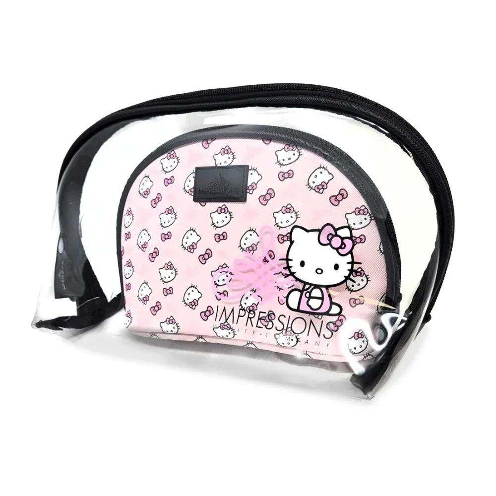 Impressions Vanity Hello Kitty 2 Pcs Nested Clutch Purses, Waterproof Travel Makeup Clutch Bag (Ivory)