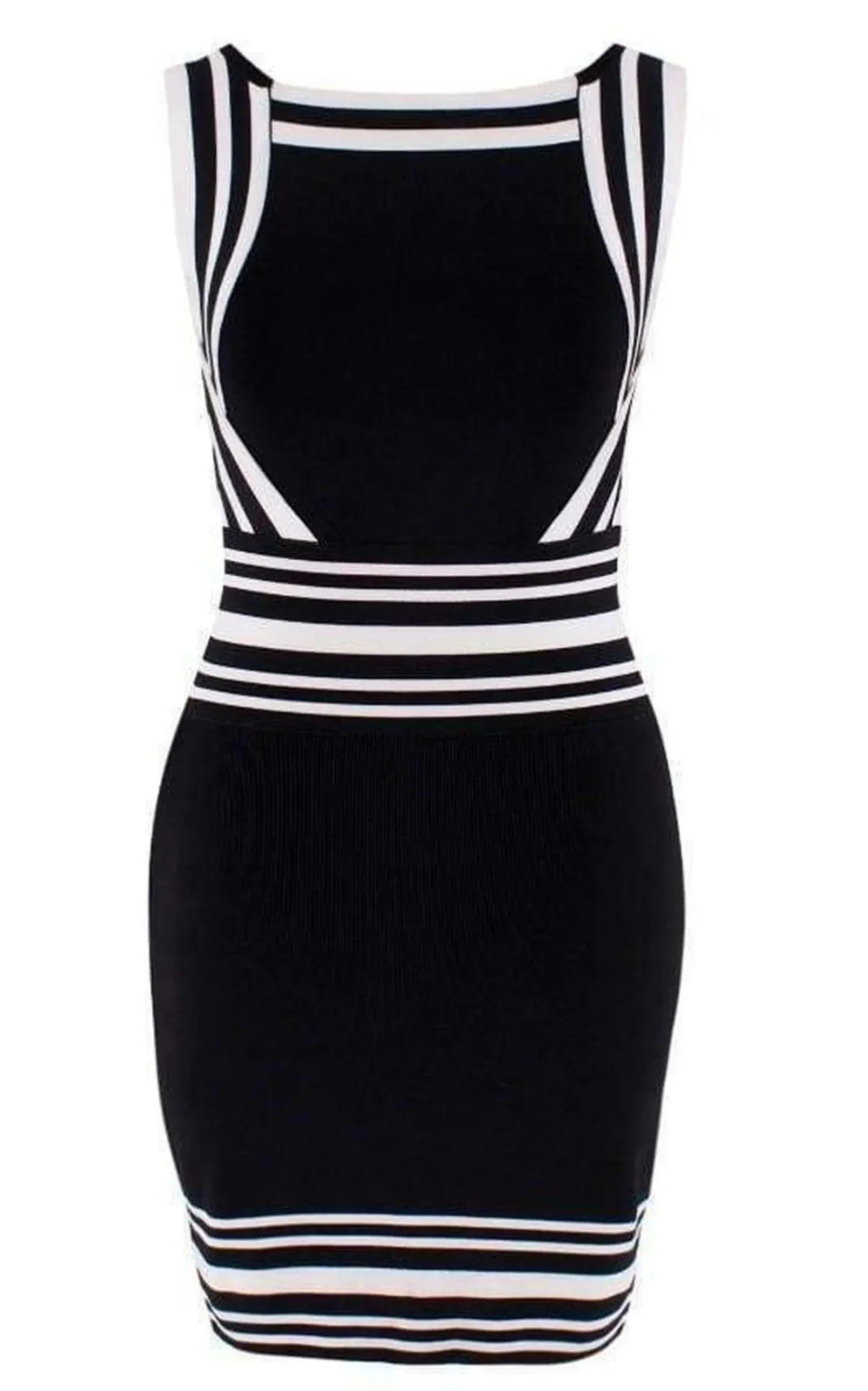 Sizequare-neck Sizetripe-trim Knit Dress