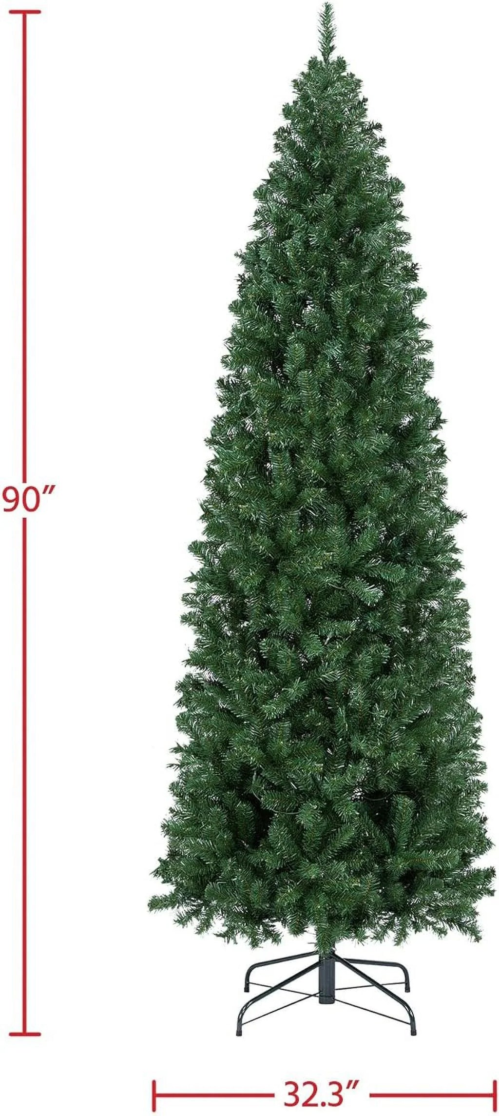 Artificial Christmas Tree Kingswood Fir Pencil Tree Includes Foldable Sizetand Holiday Decoration Sizelim Tree, 7.5Ft Green