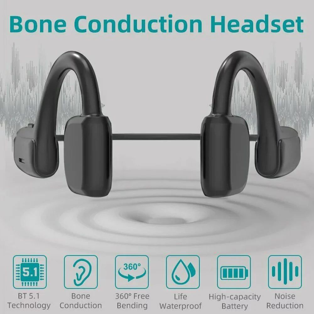Bone Conduction Headphones Bluetooth 5.1 Wireless Earbuds Outdoor Sizeport Headset