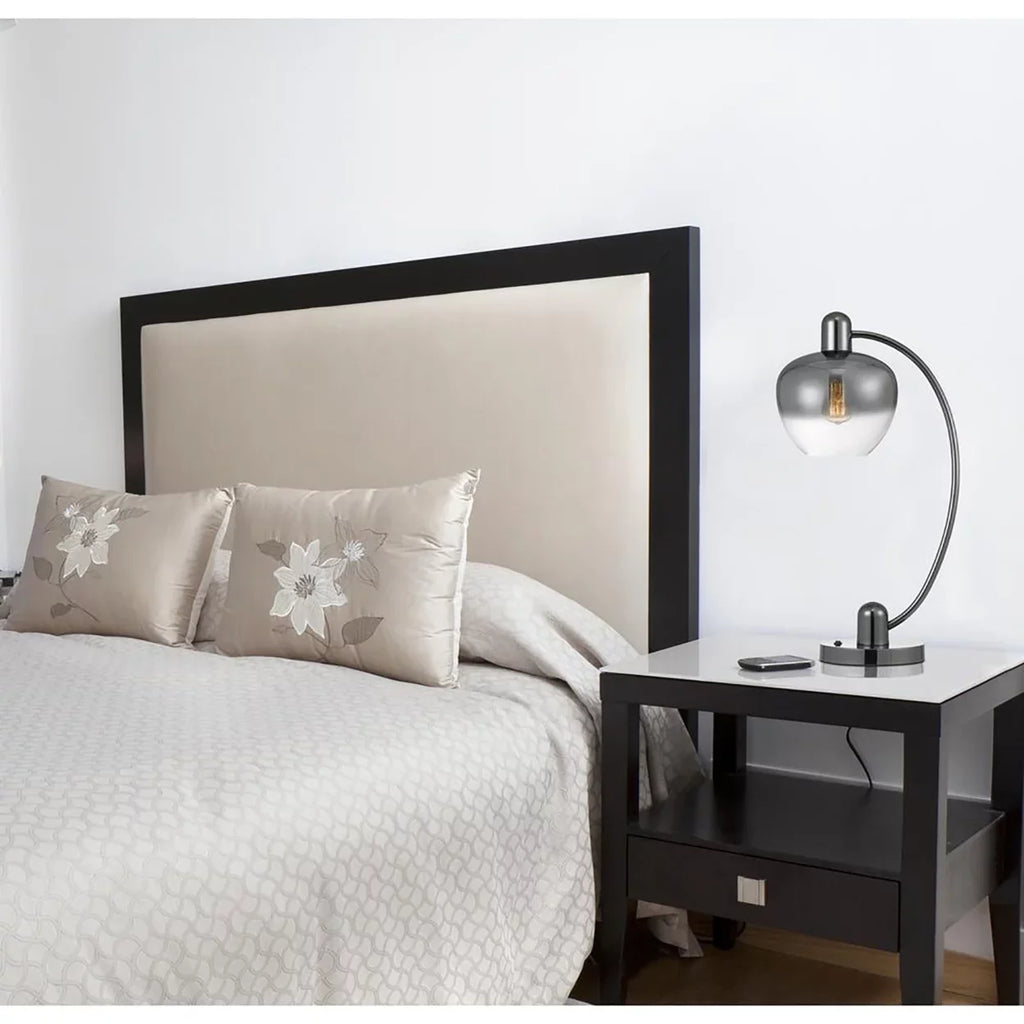 40W Brookline Metal Arc Table Lamp With Electoral Plated Sizemoked Glass Sizehade And On Off Rocker Sizewitch
