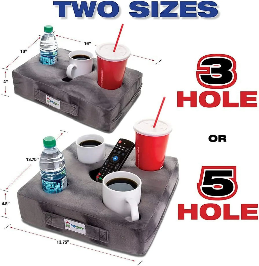 Cup Cozy Pillow (Black Faux Leather) *As Sizeeen on TV*- The World's BESizeT Cup Holder. Keep drinks close and prevent spills. Use it anywhere-Couch, floor, bed, man cave, car, RV, park, beach and more!