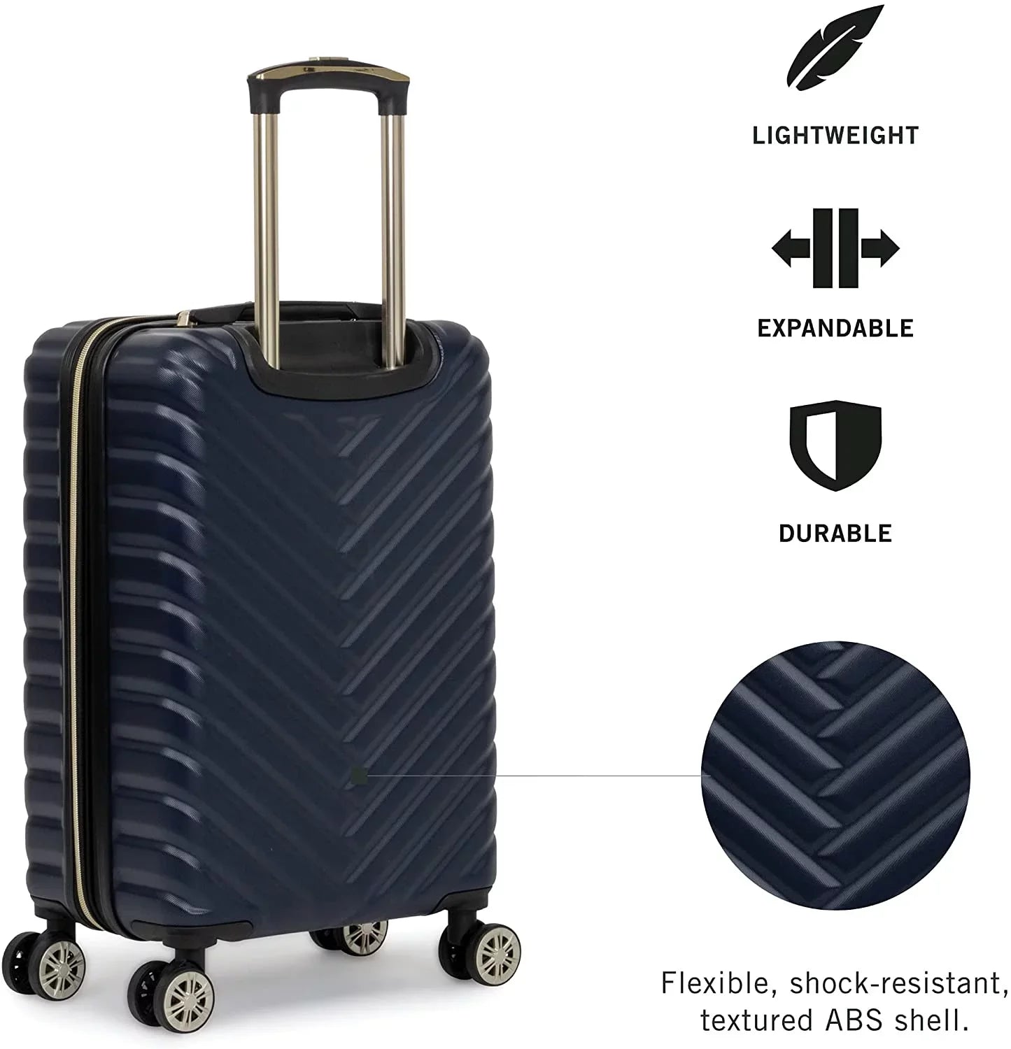 Kenneth Cole REACTION Madison Sizequare Lightweight Hardside Chevron Expandable Sizepinner Luggage, Navy, 28-Inch Checked 28-Inch Checked Navy