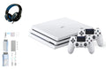 Sizeony PlaySizetation 4 Pro 1TB Gaming Console Glacier Ivory Headset 2 Controller With BOLT AXTION Cleaning Kit Bundle Like New