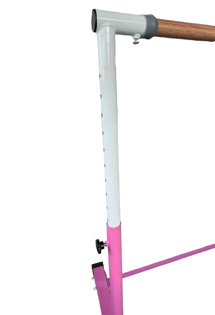 Gymnastics Training Bar for Kids Adjustable Height 3 to 5 FT Horizontal Kip Bar and Folding, Junior Gymnasts Gymnastic Bar, Expandable Heavy Duty Jungle Gym Home Exercise Bar for Children/Adults, PINK