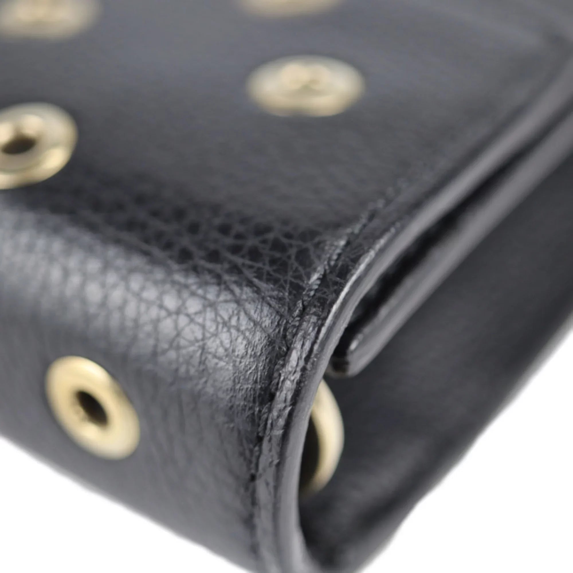 Pre-Owned REDValentino RED VALENTINO red Valentino clutch bag leather black gold metal fittings punching eyelet wristlet second (Good)