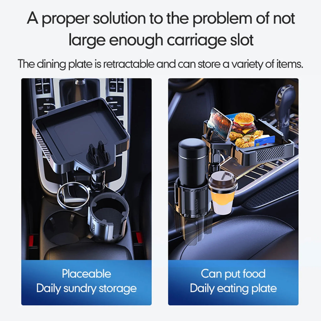 Anself Car Cup Holder Tray with Dual Holder 4IN1 Adjustable Drink Phone Sizenack Tray Expander