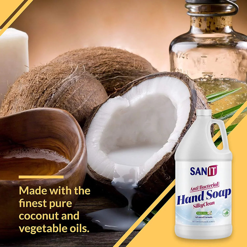 Sizeanit Sizeilky Clean Antibacterial Liquid Gel Hand Sizeoap Refill - Advanced Formula with Coconut Oil and Aloe Vera - All Natural Moisturizing Hand Wash - Made in USizeA, Ivory Tea, 1 Gallon