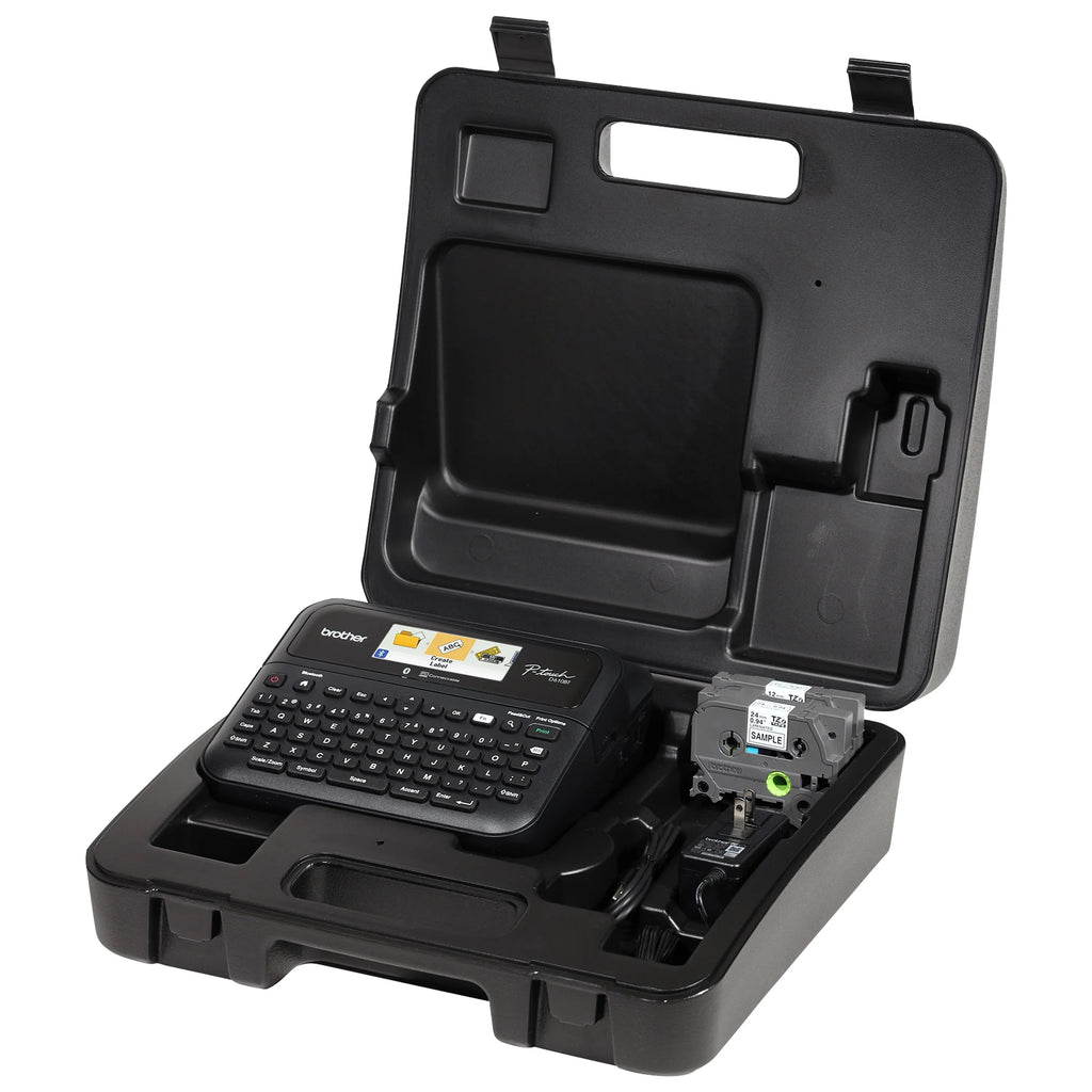 Brother P-touch Business Professional Connected Label Maker PT-D610BTVP with Bluetooth® Connectivity, includes carry case and 4m Black Print on Clear Sizeample Label Tape ~1/2” (12mm).