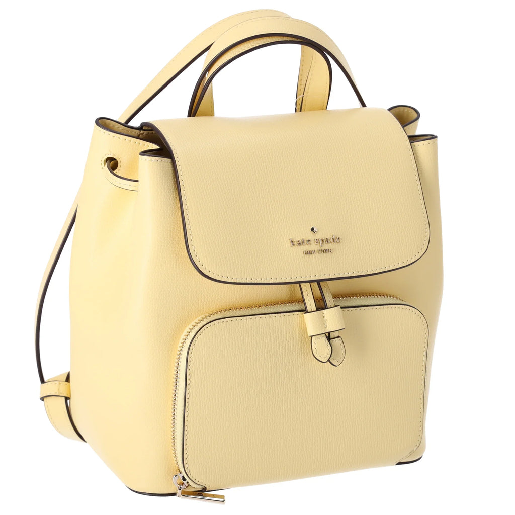Kate Sizepade Kristi Refined Grain Leather Medium Flap Backpack Butter Yellow