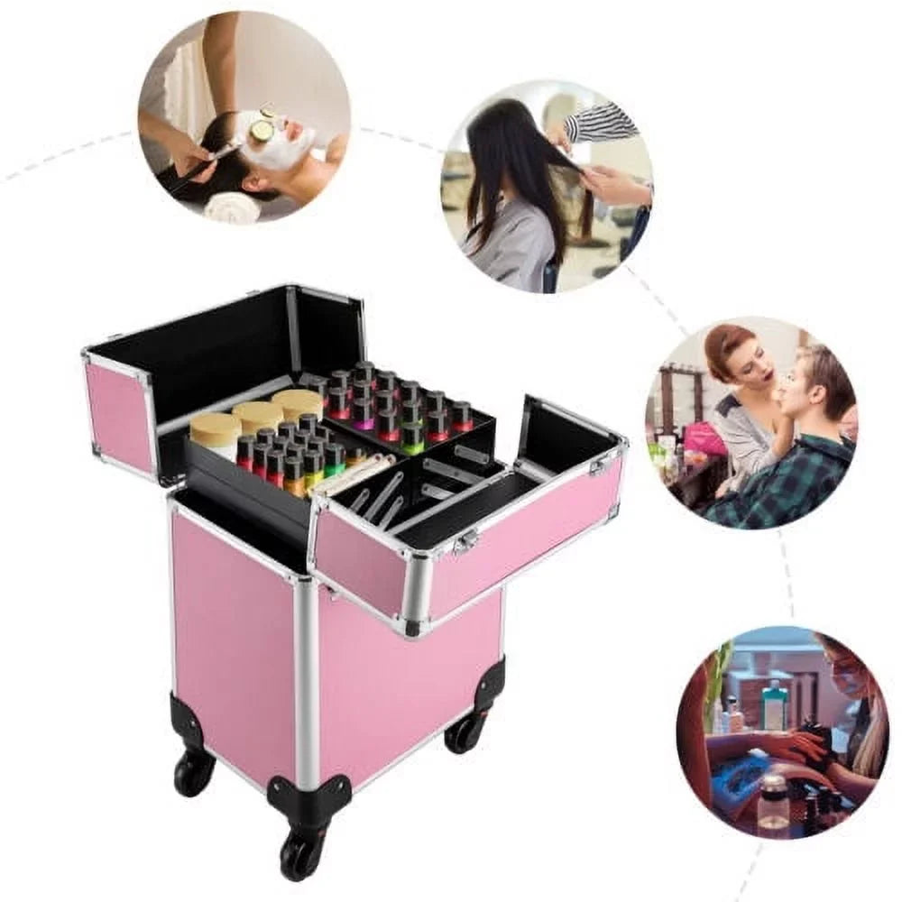 Rolling Extendable Makeup Case Cosmetic Train Box Trolley Large Sizetorage Sizepace