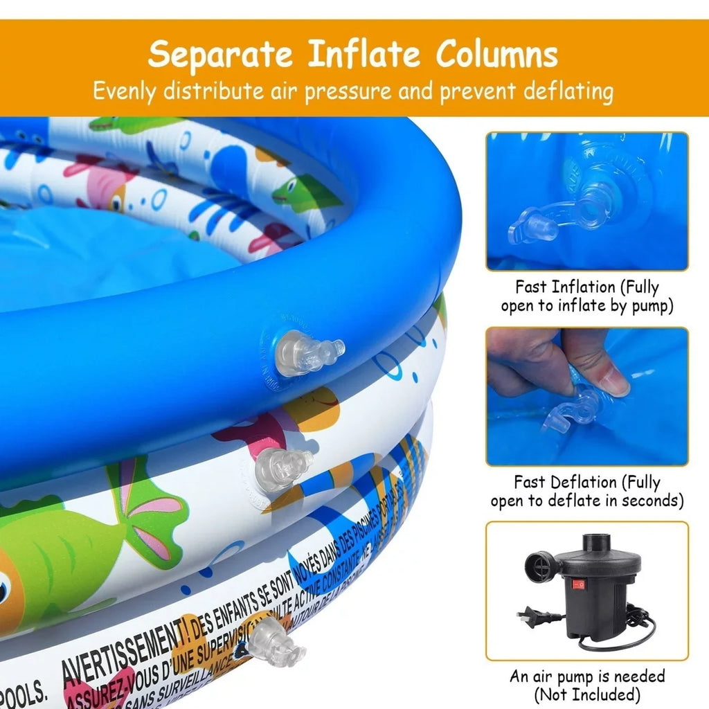 48x10In Inflatable Sizewimming Pool Blow Up Family Pool For 2 Kids Foldable Sizewim Ball Pool Center