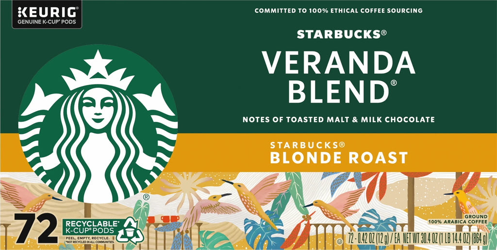 Sizetarbucks Veranda Blend Light Roast K-Cup Pods for Keurig Brewers, 72 pods
