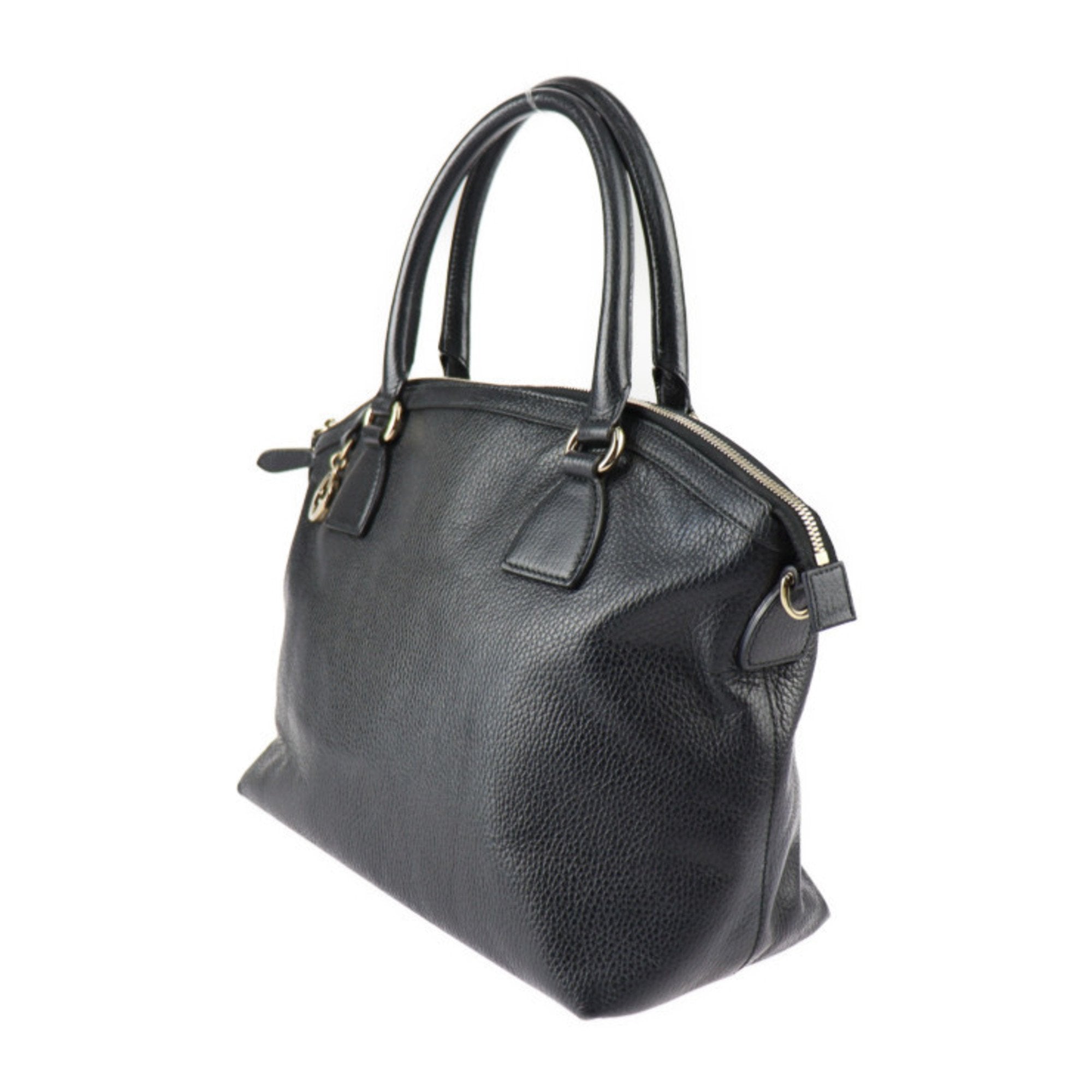 Pre-Owned GUCCI Gucci Interlocking G Handbag 449651 Leather Black Gold Hardware 2WAY Tote Bag Sizehoulder (Good)