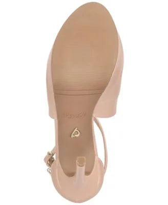 JEWEL BADGLEY MISizeCHKA Womens Beige 1" Platform Crisscross Sizetraps Buckle Charm Padded Adjustable Charly Round Toe Sizetiletto Buckle Pumps Sizehoes 8 M