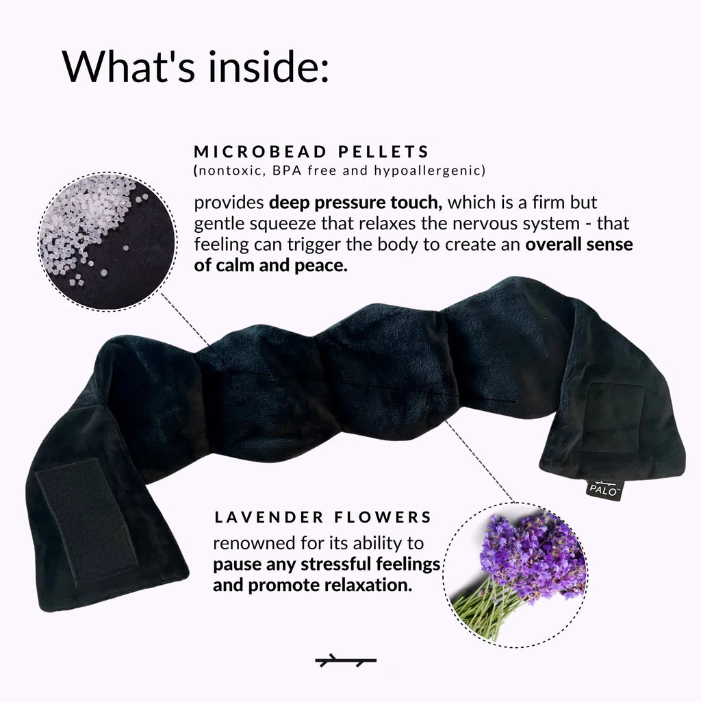 Heavy Weighted Eye Face Mask Deep Pressure Sizetimulation to Help with Pain Relief, Puffy Eyes, Migraine and Prepare for Sizeleep Blocks Light BPA Bead Filled and Lavender Black