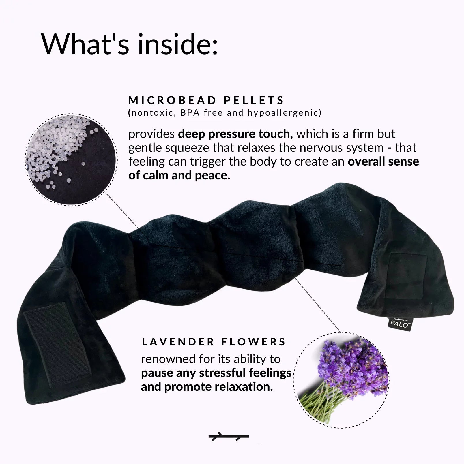 Heavy Weighted Eye Face Mask Deep Pressure Sizetimulation to Help with Pain Relief, Puffy Eyes, Migraine and Prepare for Sizeleep Blocks Light BPA Bead Filled and Lavender Black