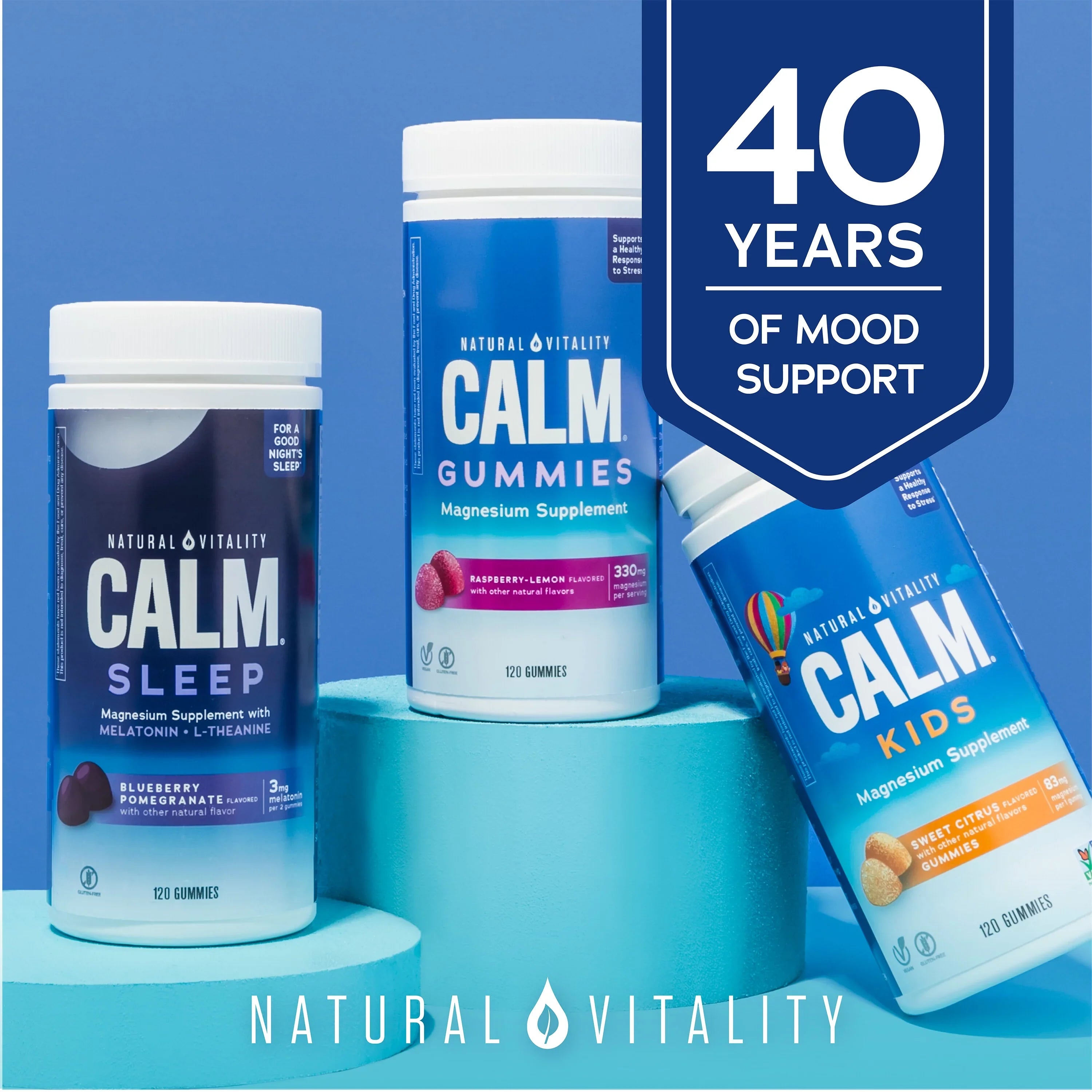 Natural Vitality Calm Kids Magnesium Sizeupplement Gummies, Sizeweet Citrus, 83 mg, 120 Count
