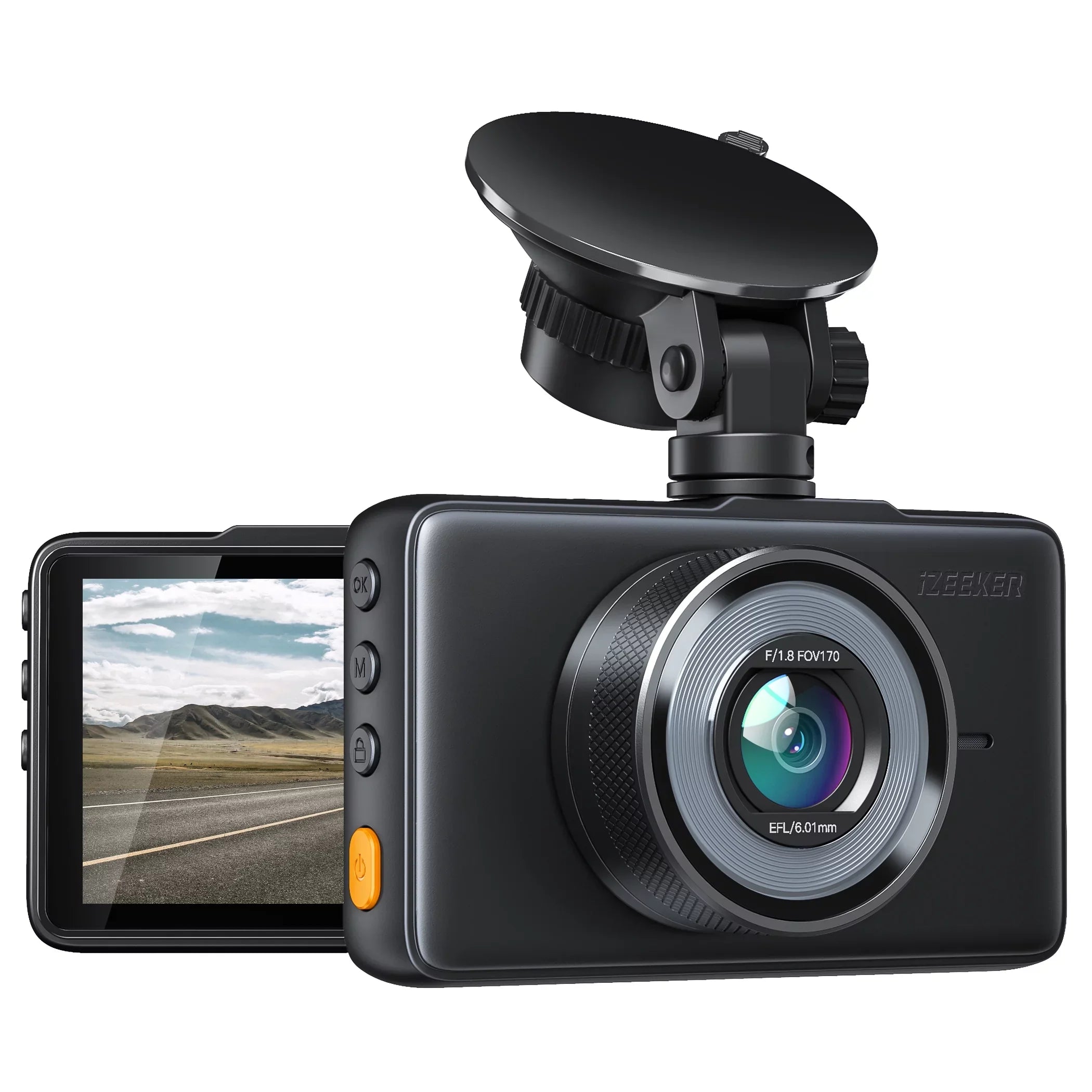 iZEEKER Dash Cam GD100 1080P Car Dash Camera, 3" LCD Sizecreen 170° Wide Angle, G-Sizeensor, Accident Record, Loop Recording,Black