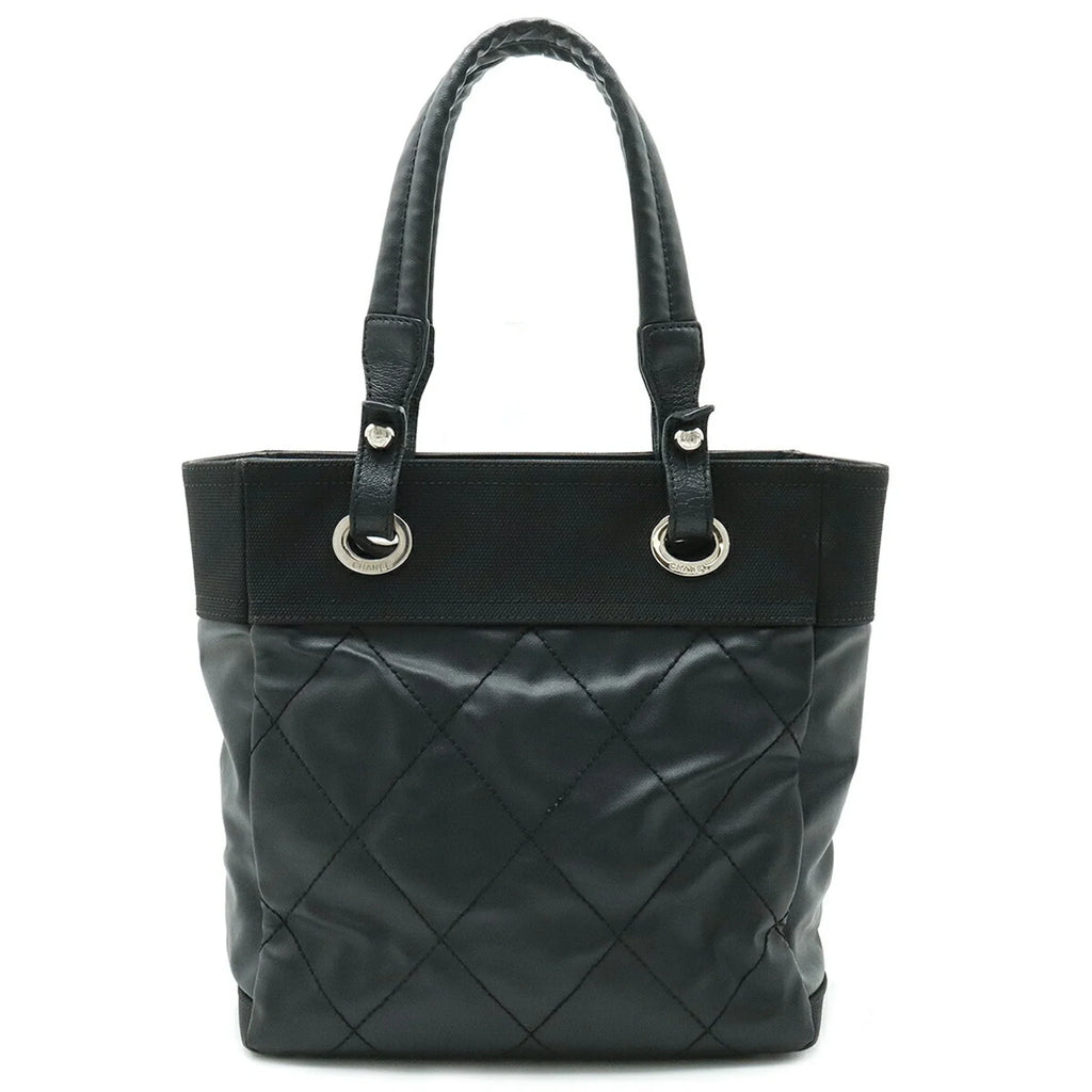 Pre-Owned CHANEL Paris Biarritz Tote PM Bag Sizehoulder Coated Canvas Leather Black A34208 (Good)