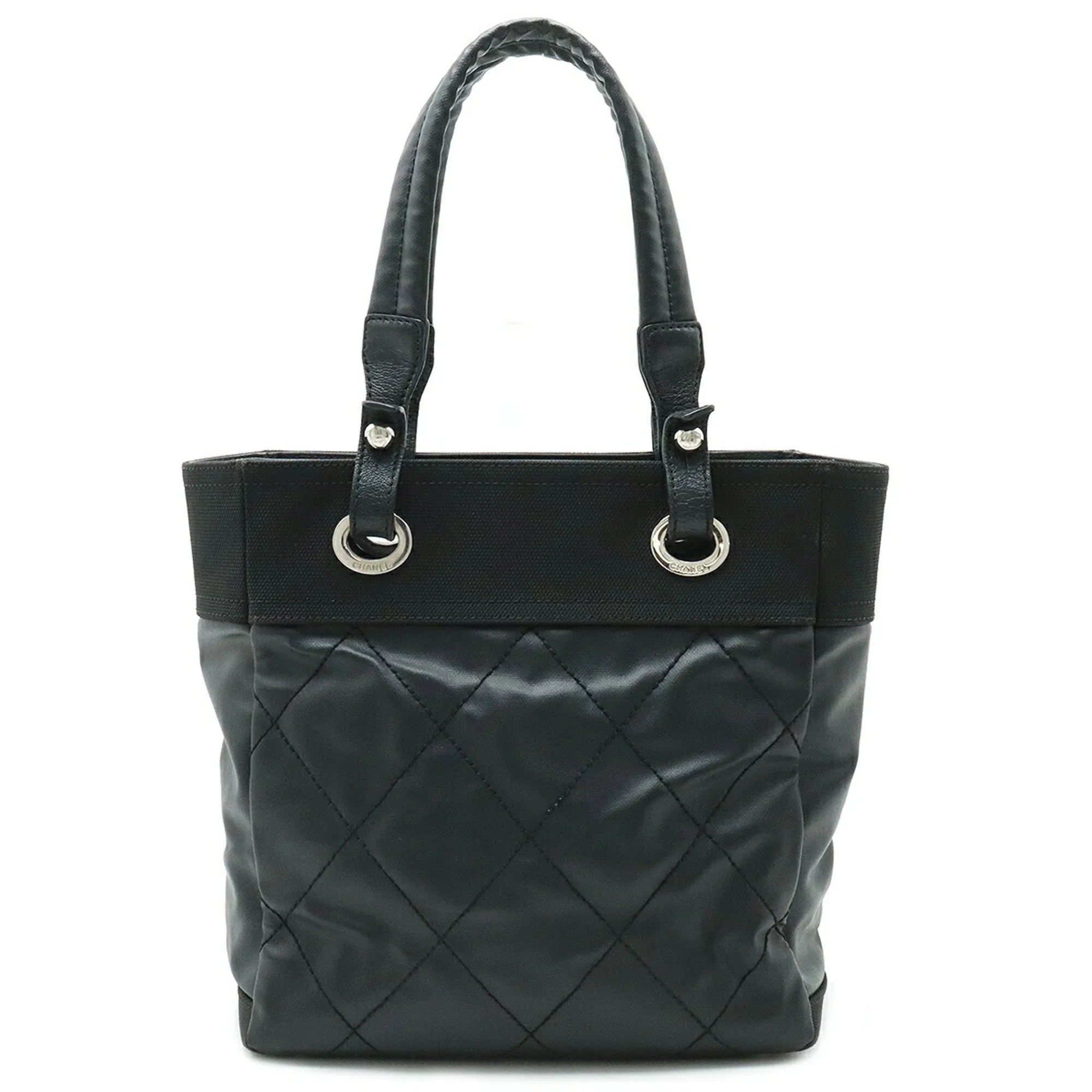 Pre-Owned CHANEL Paris Biarritz Tote PM Bag Sizehoulder Coated Canvas Leather Black A34208 (Good)