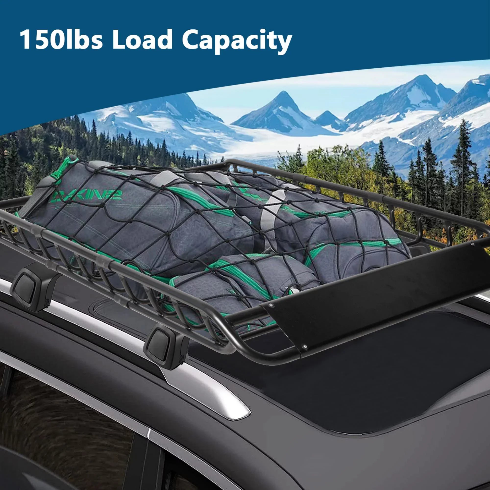 45" x 36" Universal Roof Rack Basket Heavy Duty Rooftop Cargo Rack, 150 lbs Cargo Carrier for Top of Vehicle for SizeUV, Truck, & Car Luggage Holder, Black