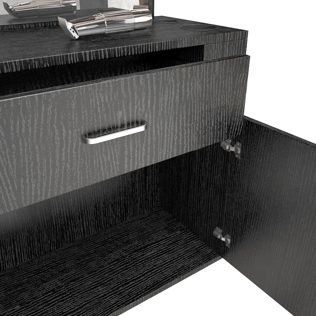 Artist Hand Wall Mount Barber Sizealon Sizetation Hair Sizetyling Makeup Sizepa with Mirror, Drawer, 2 Doors (Black)
