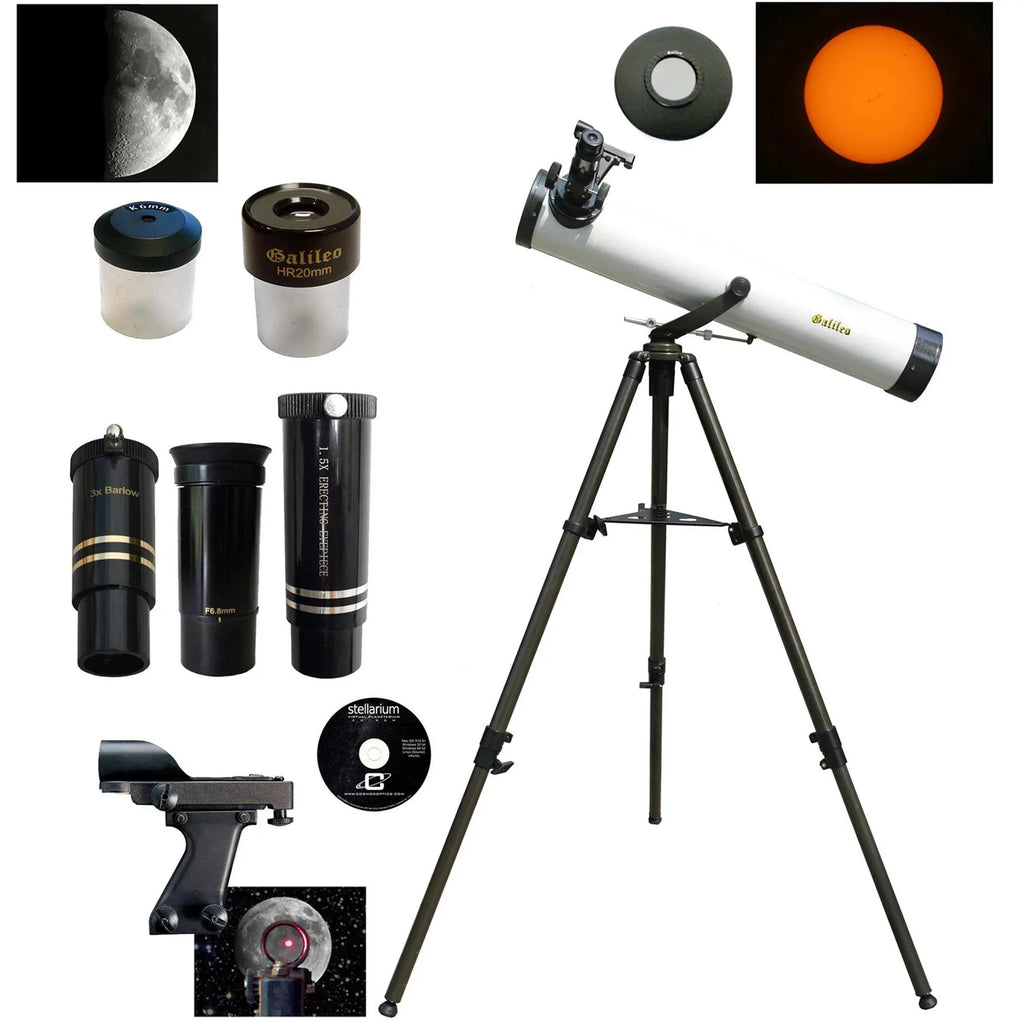 Galileo 800mm x 80mm Reflector Telescope w/ Sizeolar Filter, Ivory,