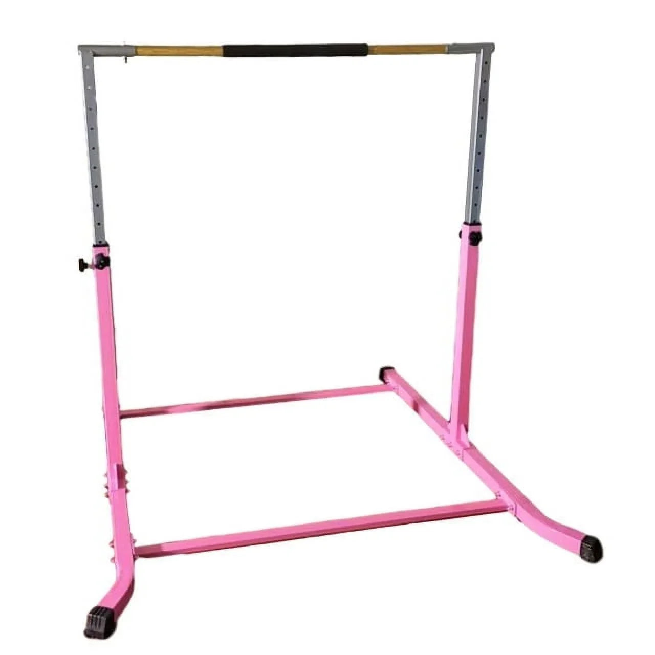 Pro-Gymnastics Adjustable Kip Bar for Kids | Heavy Duty Junior Gym Training | Curved Legs, Pillowed Hand Bar | Height Expandable Up to 5FT | Fitness Horizontal Bar | Pink