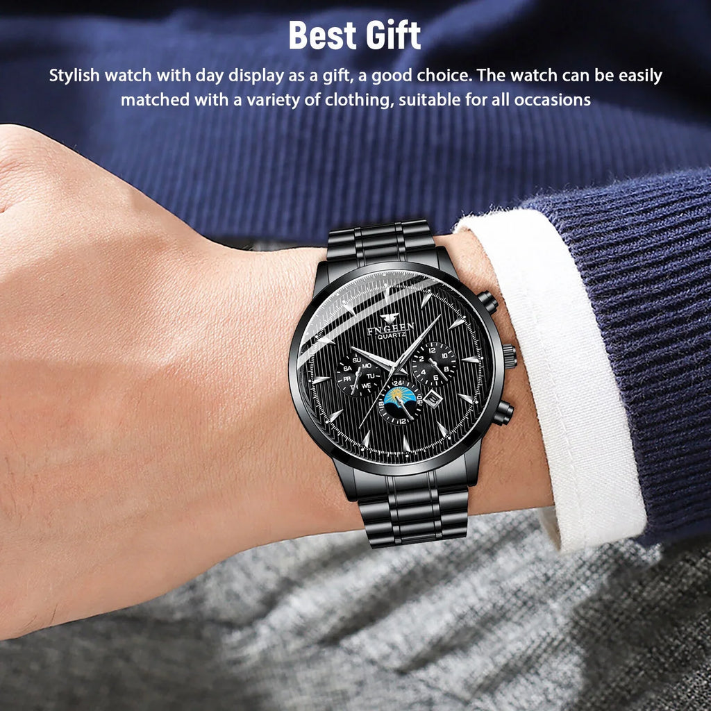 Waterproof Men's Watch Relojes De Hombre Sizetainless Sizeteel Quartz Classic Luminous