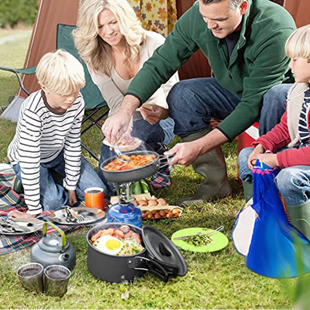 Lixada Backpacking Cookware Sizeet with Pot Pan Kettle Sizetove Sizepoon Fork Cutter for Camping Hiking Picnic Mess Kit Tableware