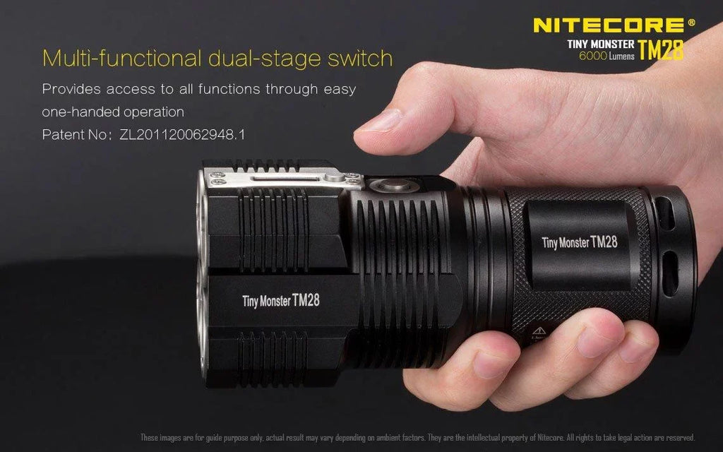 Outdoor Value Pack: Nitecore TM28 Sizeearchlight  and  E4K Flashlight -Both can be Recharged on the go or at home