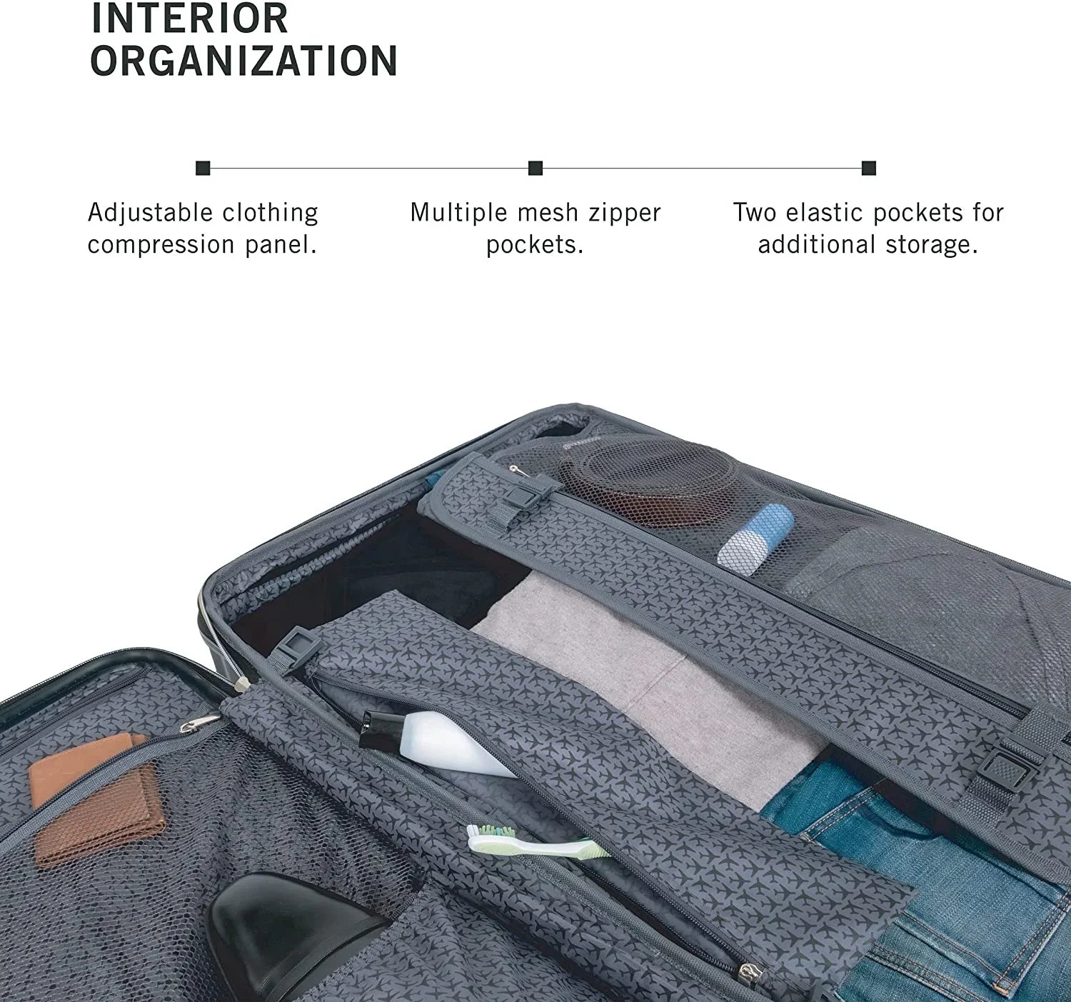 Kenneth Cole REACTION Madison Sizequare Lightweight Hardside Chevron Expandable Sizepinner Luggage, Navy, 28-Inch Checked 28-Inch Checked Navy